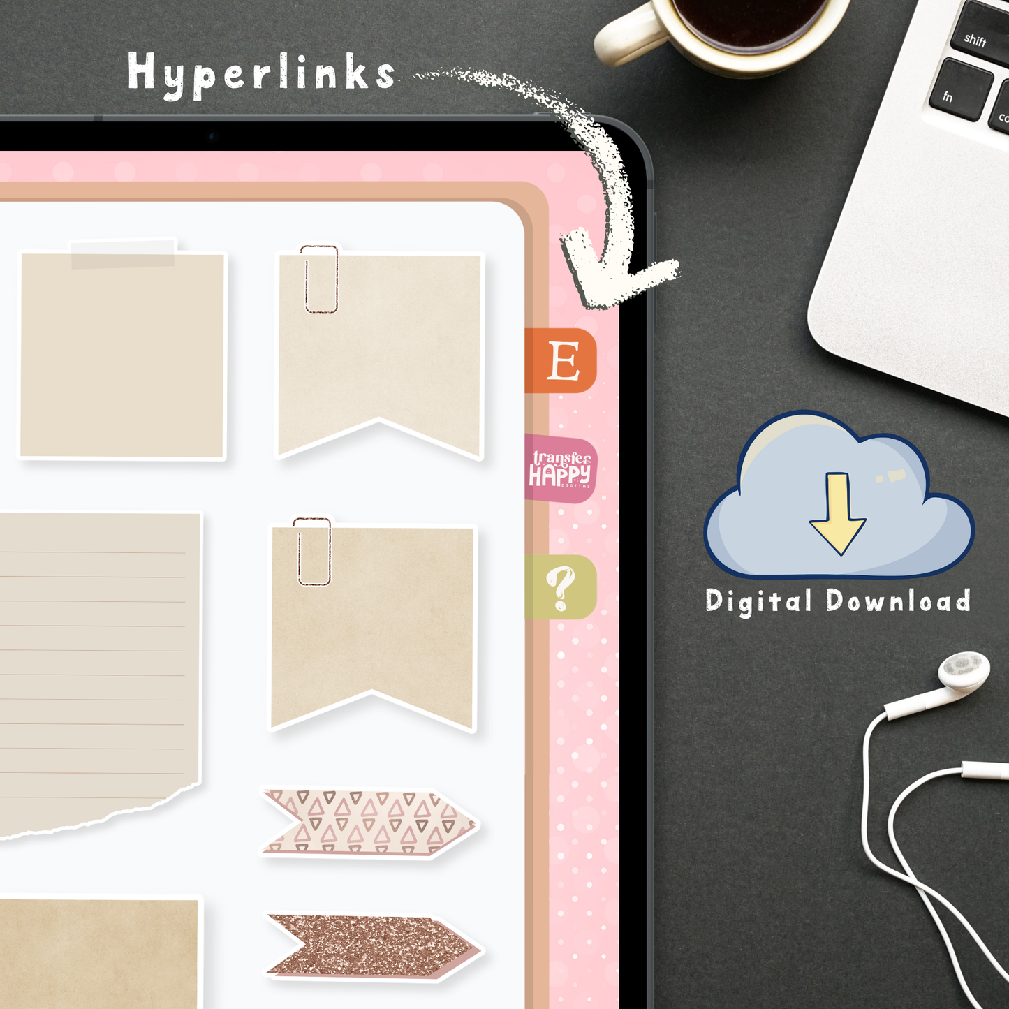 Scrap Paper Digital Planner Stickers