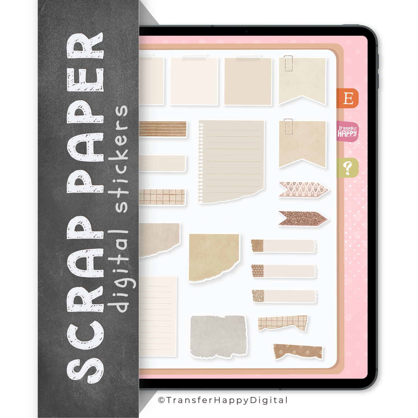 Scrap Paper Digital Planner Stickers