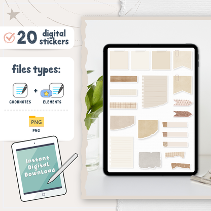 Scrap Paper Digital Planner Stickers