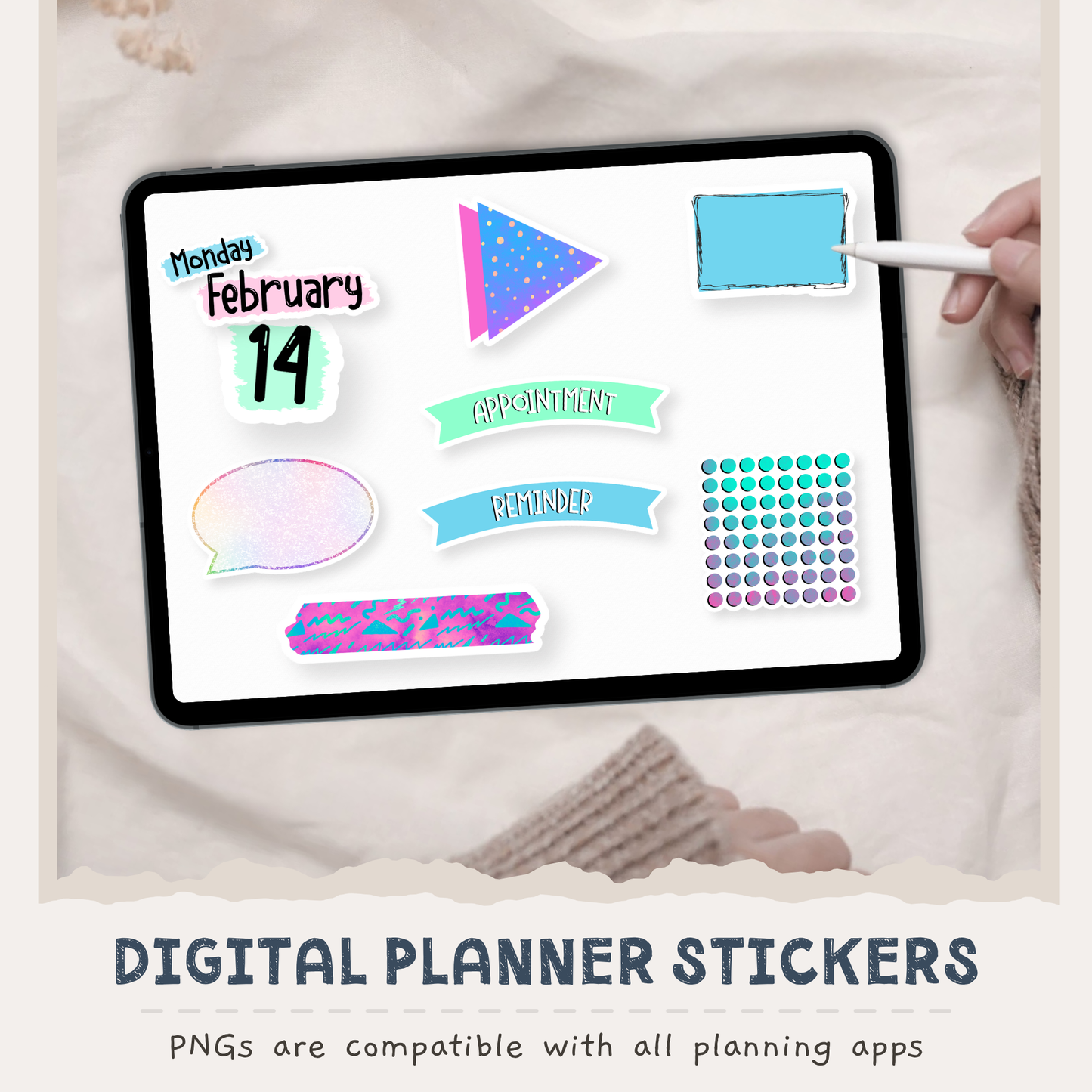 90s Memphis Digital Planner Stickers