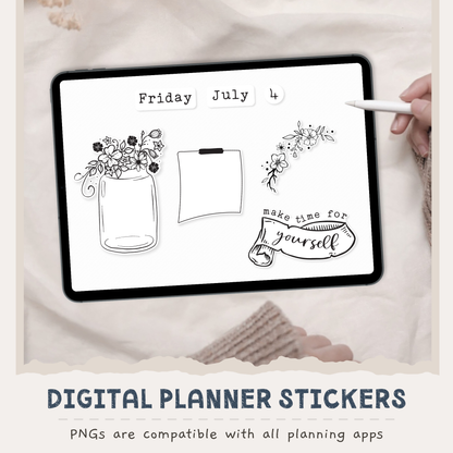 White & Black Digital Planner Stickers