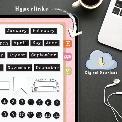 Black & White Digital Planner Stickers
