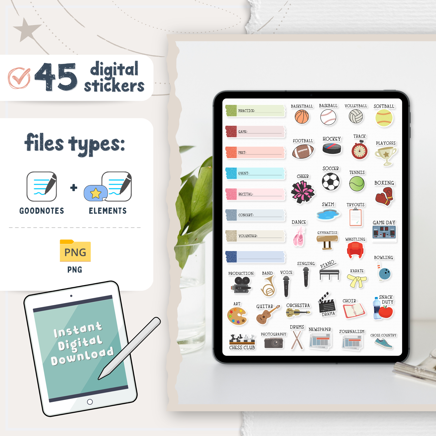 Extracurricular Digital Planner Stickers