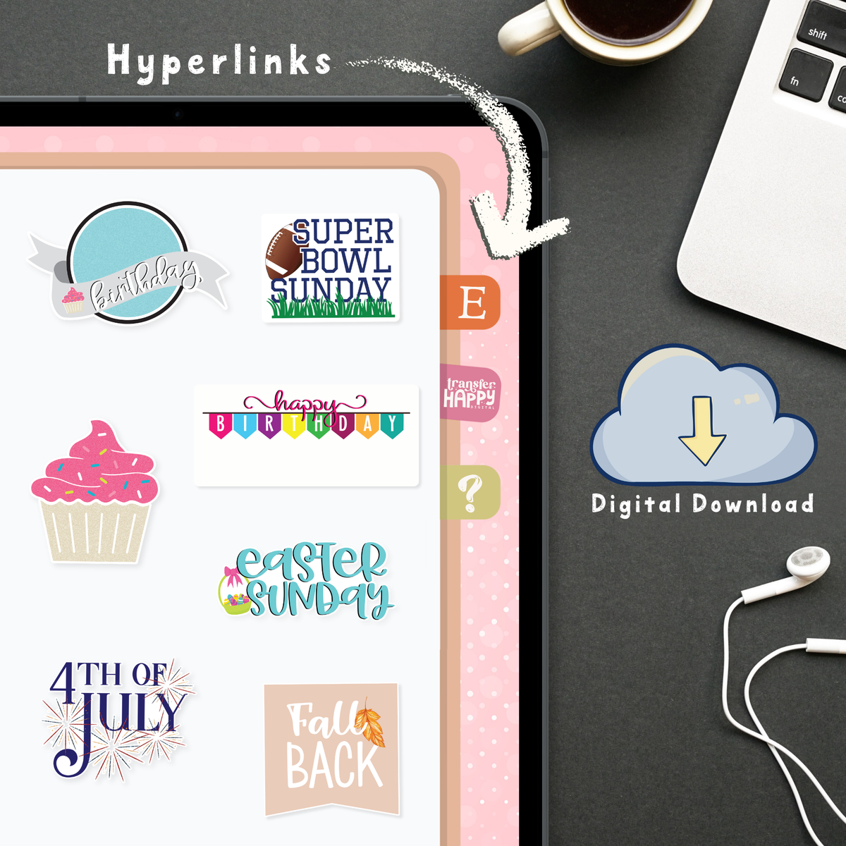 Holiday Digital Planner Stickers – Transfer Happy Digital