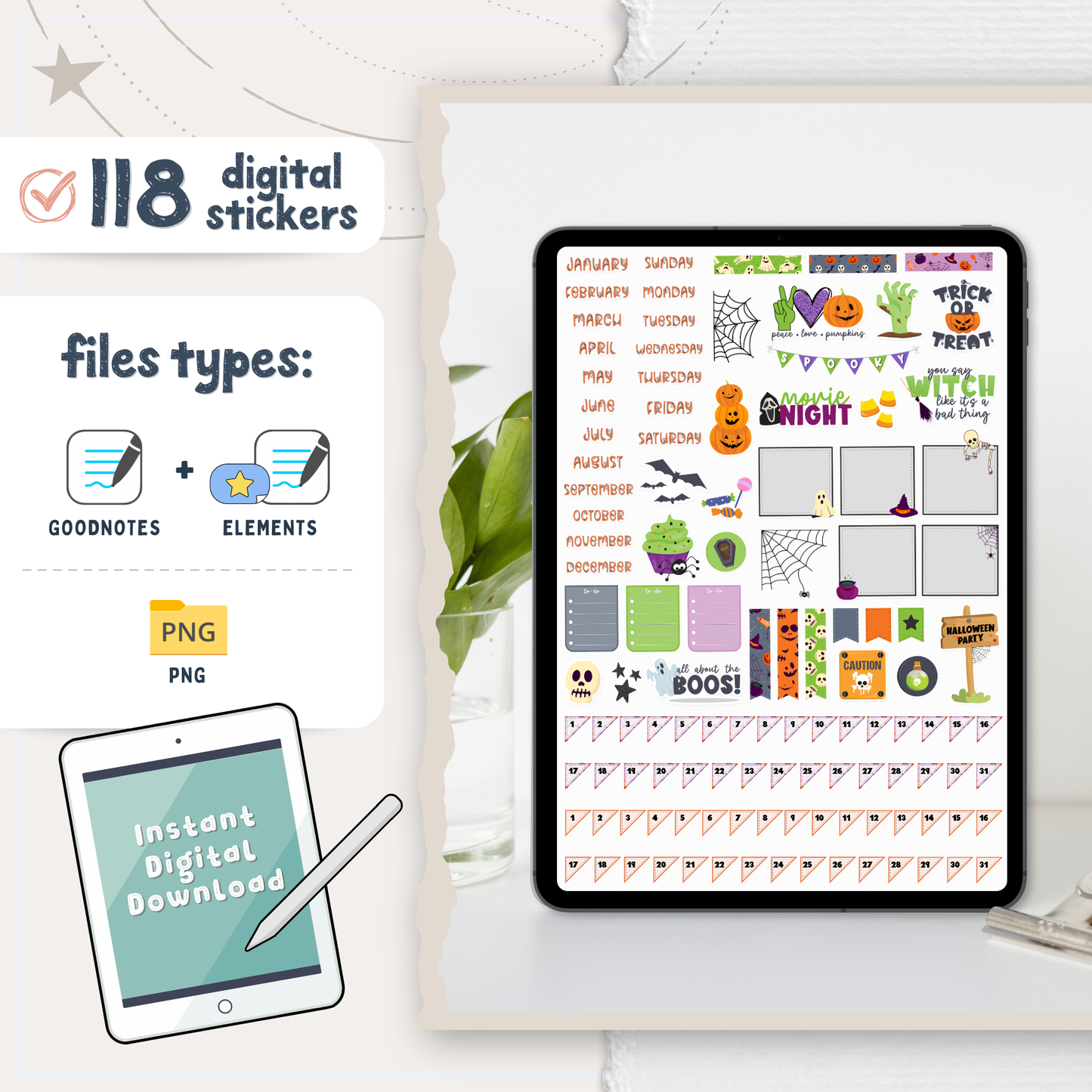 Halloween Digital Planner Stickers