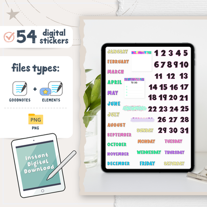 90s Neon Digital Planner Stickers