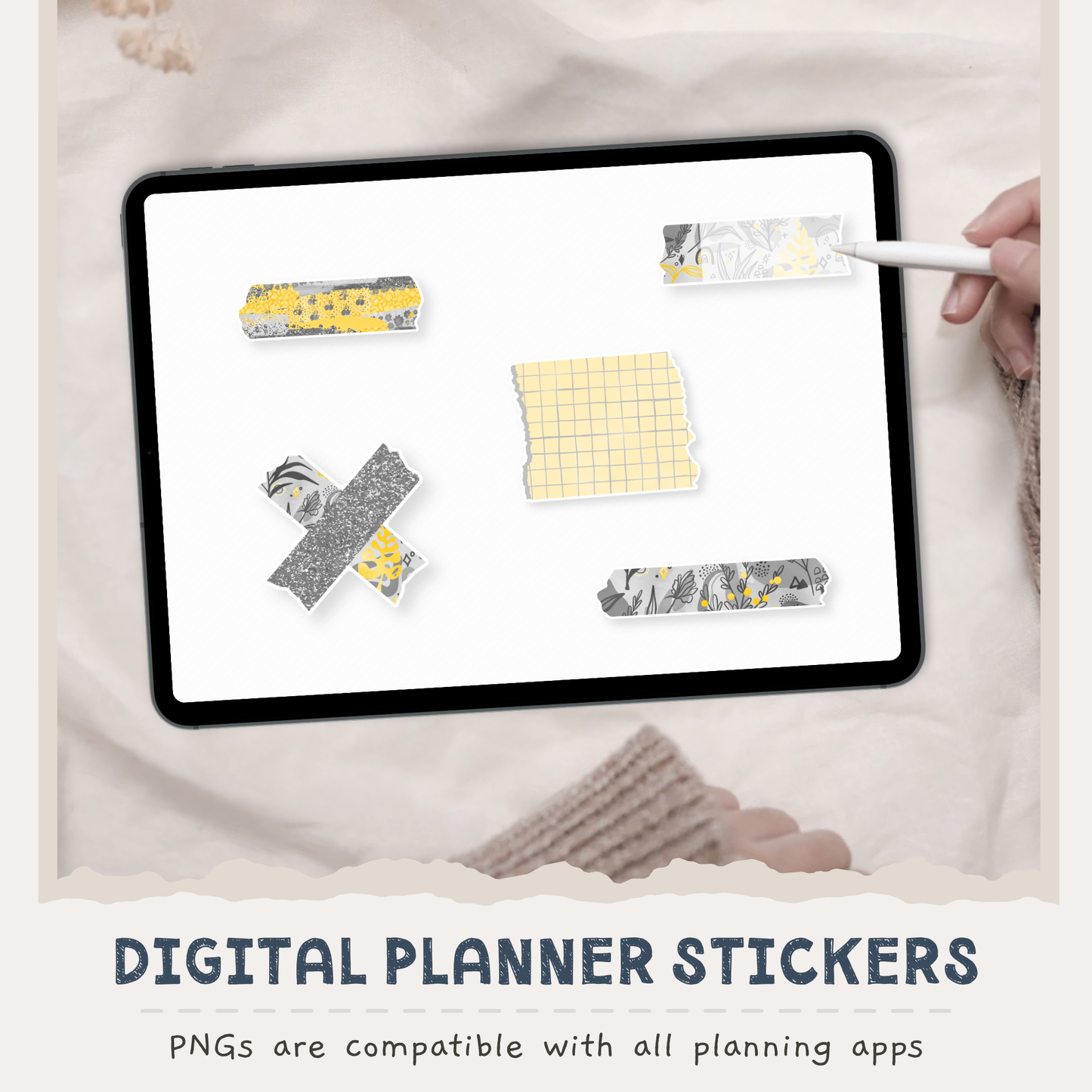 Yellow Washi Digital Planner Stickers