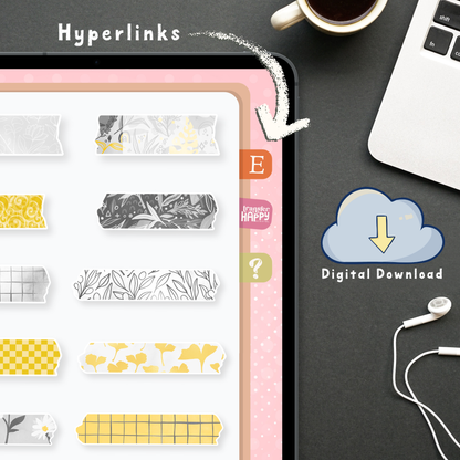 Yellow Washi Digital Planner Stickers