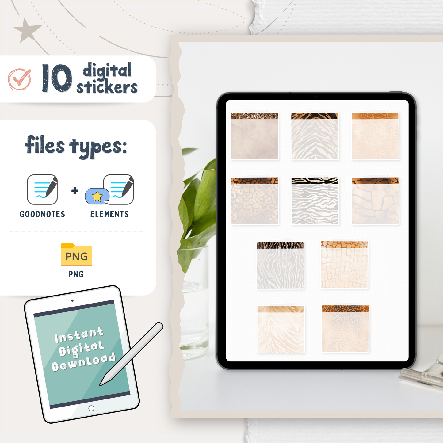 Animal Print Digital Planner Stickers