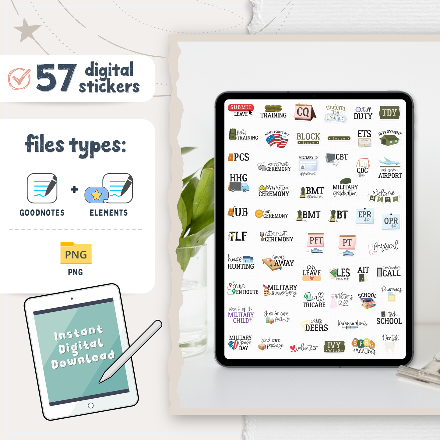 Military Life Digital Planner Stickers