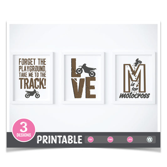 Motocross Nursery Prints - Set of 3